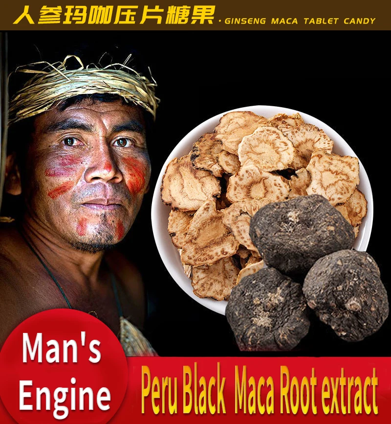 3 бутылки женьшеня мака конфеты в виде таблеток Перу черный корня Маки порошок