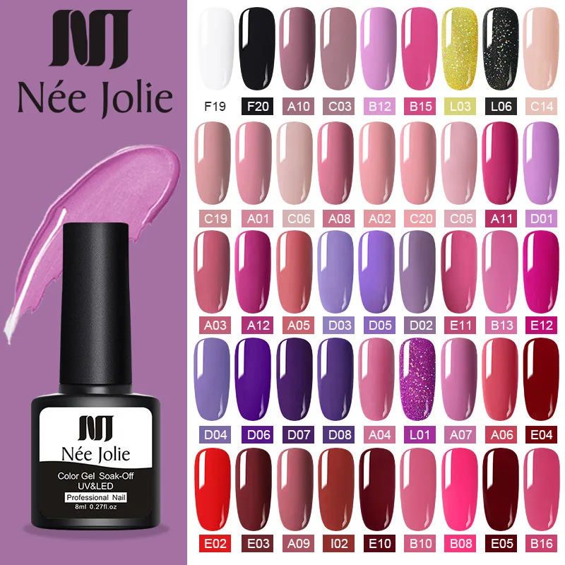 NEE JOLIE 8 мл Гель-лак для ногтей Полупостоянный гель uv Vernis светодиодный
