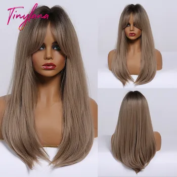 TINY LANA Brown Blonde mixed color Long straight Synthetic wigs with Mid-point bangs Natural for women Party&cos Heat resistant
TINY LANA Brown Blonde mixed color Long straight Synthetic wigs with Mid-point bangs Natural for women Party&cos Heat resistant