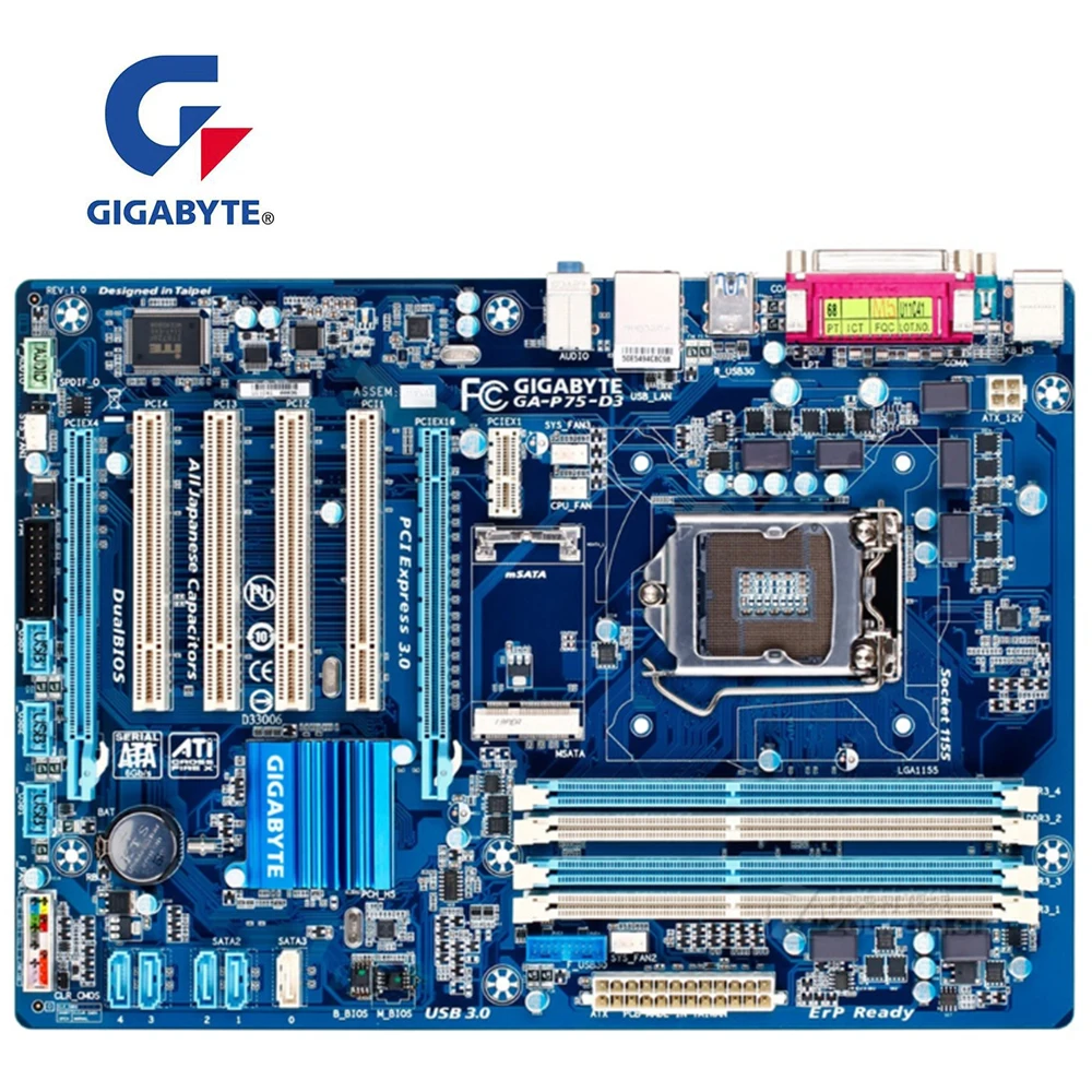 Материнская плата GIGABYTE GA-P75-D3 Разъем LGA1155 DDR3 для Intel B75 B75M б/у | Компьютеры и офис