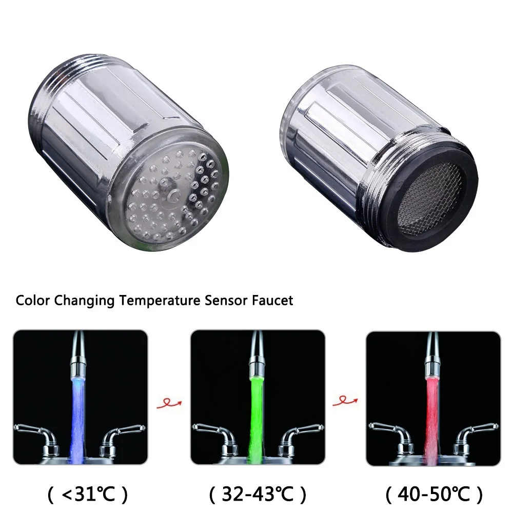 Kitchen Faucet Temperature Sensitive 3-Color Light-Up Led Glow Water Saving Aerators Tap Nozzle Shower Bathroom Accessories
Kitchen Faucet Temperature Sensitive 3-Color Light-Up Led Glow Water Saving Aerators Tap Nozzle Shower Bathroom Accessories