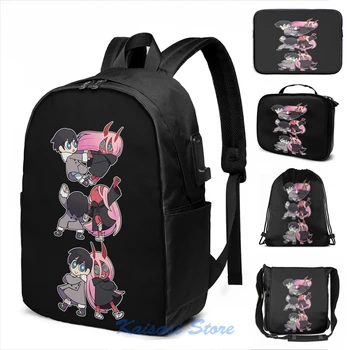 Darling in the FranXX - Hiro & Zero Two USB Charge Backpack men School bags Women bag Travel laptop bag
Darling in the FranXX - Hiro & Zero Two USB Charge Backpack men School bags Women bag Travel laptop bag