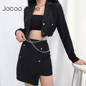 Jocoo Jolee Fashion Women's Suit with a Skirt Cool Chain Black Blazer Hip Hop Cropped Blazer Casual Jacket Skirt Office Clothes
Jocoo Jolee Fashion Women's Suit with a Skirt Cool Chain Black Blazer Hip Hop Cropped Blazer Casual Jacket Skirt Office Clothes