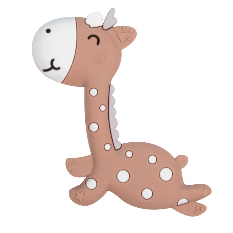 

1pc Safe Baby Teether BPA Free Cute Animal Giraffe Infant DIY Ring Necklace Teether Toddler Silicone Chew Kids Teething Toys