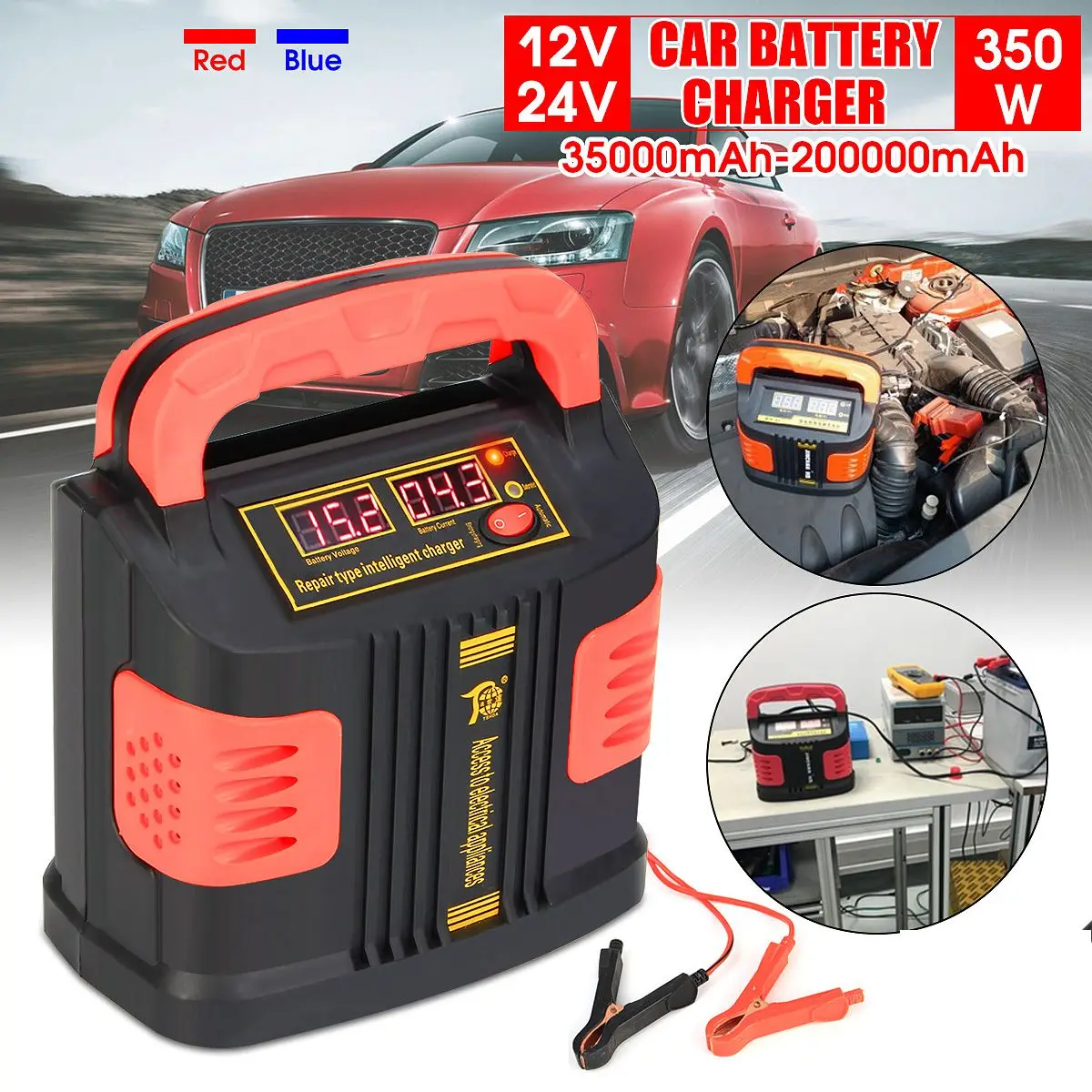 350W 12V/24V 200Ah Portable Electric Car Emergency Charger Booster Intelligent P ulse Repair Type ABS LCD Battery Charge 2 Modes
350W 12V/24V 200Ah Portable Electric Car Emergency Charger Booster Intelligent P ulse Repair Type ABS LCD Battery Charge 2 Modes
