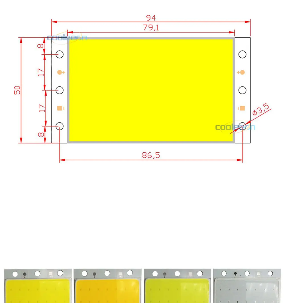 15W COB LED Strip Light Lamp Bulb 12V White Blue Red Epistar LED Chip On Board for DIY Work Car Lights 94x50MM 1500LM (1)