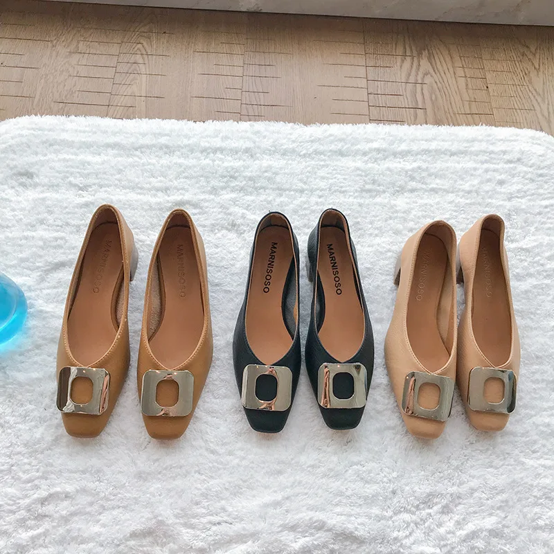 2019 New Products South Korea Dadongmen Celebrity Style Simple Soft Leather Small Square Head Metal Square Buckle Low-Cut Chunky 
2019 New Products South Korea Dadongmen Celebrity Style Simple Soft Leather Small Square Head Metal Square Buckle Low-Cut Chunky