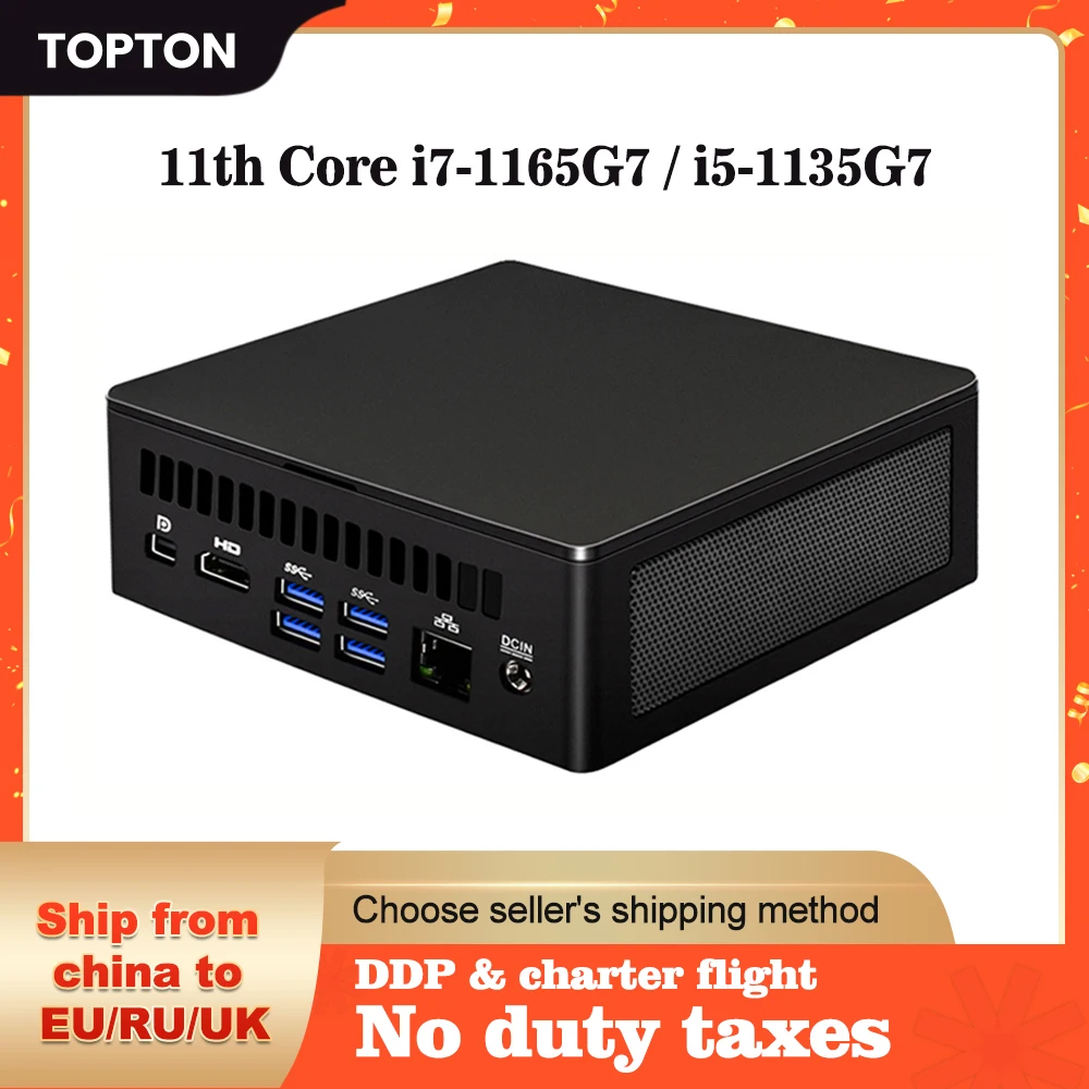 Новый игровой мини-ПК 11th i7 1165G7 2 * HDMI DP 8K HTPC Thunderbolt 4 Windows 10/11 компактный компьютер