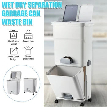 Double Layer Classification Trash Can Kitchen Plastic Dustbin Wet and Dry Push Button Recycle Stacked Rubbish Bin With Wheel
Double Layer Classification Trash Can Kitchen Plastic Dustbin Wet and Dry Push Button Recycle Stacked Rubbish Bin With Wheel