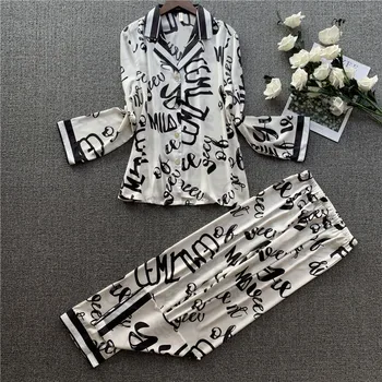 Fiklyc Simulation Silk Printing Pajamas Suit Ladies Long Sleeves Home Service Fashion Spring And Summer New
Fiklyc Simulation Silk Printing Pajamas Suit Ladies Long Sleeves Home Service Fashion Spring And Summer New
