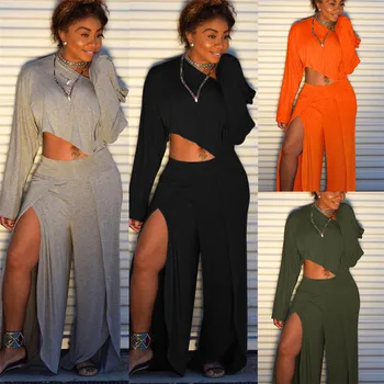 2019 Matching Set Women Clothes One Shoulder Long Sleeve Crop Top+High Split Wide Leg Pant Tracksuit Two Piece Outfit AM36
2019 Matching Set Women Clothes One Shoulder Long Sleeve Crop Top+High Split Wide Leg Pant Tracksuit Two Piece Outfit AM36
