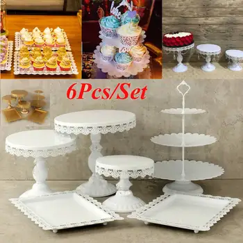 6Pcs/set Metal Cupcake Cake Holder Dessert Stand Set Wedding Event Party Display Tower Plate with Jewelry Pendant Floral Borde 
6Pcs/set Metal Cupcake Cake Holder Dessert Stand Set Wedding Event Party Display Tower Plate with Jewelry Pendant Floral Borde
