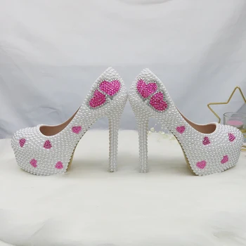 BaoYaFang New White pearl Beads Women's Wedding shoes Bride High heels party dress High platform shoes and bag set Lovers Heart
BaoYaFang New White pearl Beads Women's Wedding shoes Bride High heels party dress High platform shoes and bag set Lovers Heart