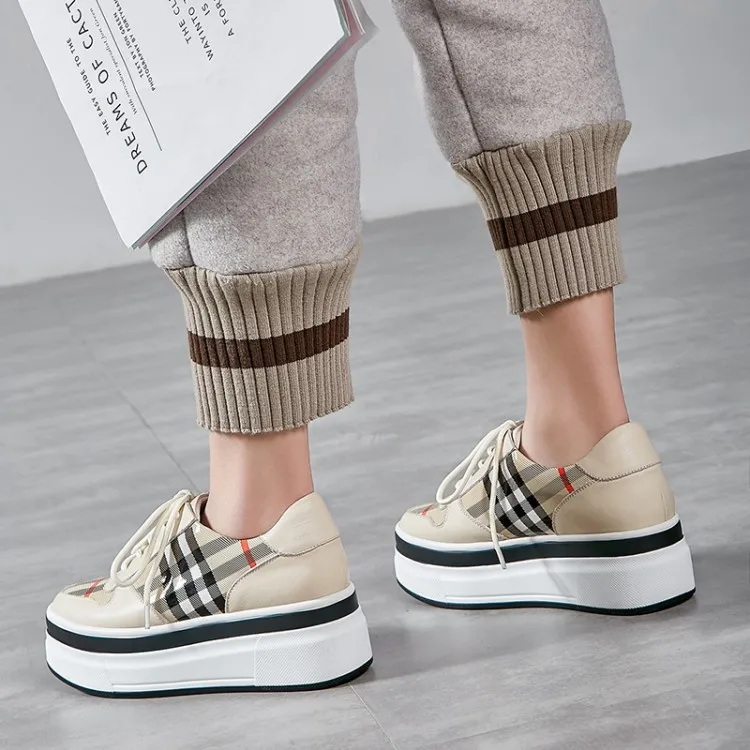 2019 Spring-Style Genuine Leather Thick Bottomed Plaid WOMEN'S Casual Shoes Platform round-Toe Versatile Contrast Color Shoes Wo
2019 Spring-Style Genuine Leather Thick Bottomed Plaid WOMEN'S Casual Shoes Platform round-Toe Versatile Contrast Color Shoes Wo