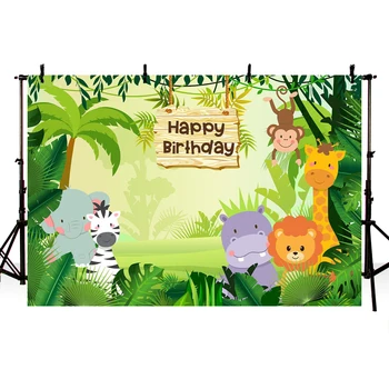 Happy Birthday Backdrop with Jungle Animals Cartoon Style Party Decoration Custom Photography Studio Photo Background 
Happy Birthday Backdrop with Jungle Animals Cartoon Style Party Decoration Custom Photography Studio Photo Background