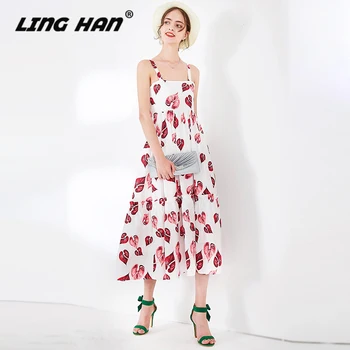 LINGHAN Vacation Print Dress Women's Fashion Ruffles Slash neck Spaghetti Strap Dresses Designer Spring Summer New
LINGHAN Vacation Print Dress Women's Fashion Ruffles Slash neck Spaghetti Strap Dresses Designer Spring Summer New
