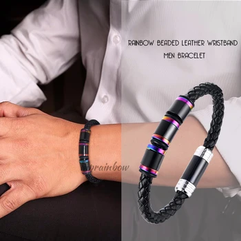MEN'S BRAIDED BRACELET FOR MEN RAINBOW BEADED WRISTBAND JEWELRY 
MEN'S BRAIDED BRACELET FOR MEN RAINBOW BEADED WRISTBAND JEWELRY