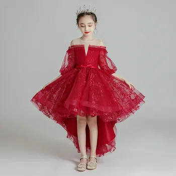 Children Kids Elegant Sweet Red Color Princess Tail Dress Wear Clothes Little Girls Luxury Lovely Birthday Wedding Party Dress 
Children Kids Elegant Sweet Red Color Princess Tail Dress Wear Clothes Little Girls Luxury Lovely Birthday Wedding Party Dress