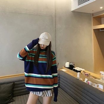 3 colors Korean Knitted Sweaters Women color patchwork stripe Sweater and pullovers womens (R88848)
3 colors Korean Knitted Sweaters Women color patchwork stripe Sweater and pullovers womens (R88848)