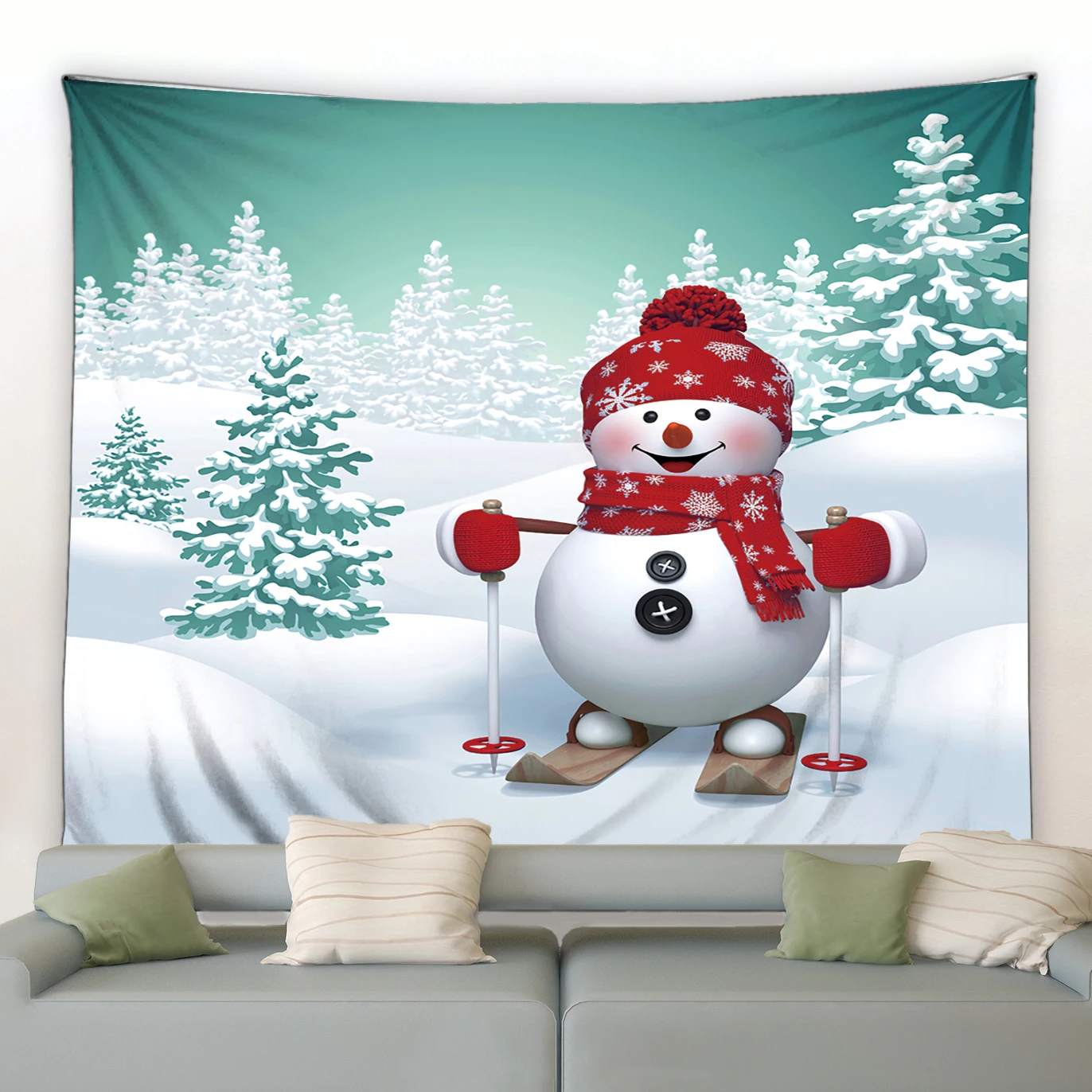 

Christmas New Year Tapestry Santa Claus Snowman Bedroom Living Room Wall Hanging Blanket Festival Decor Xmas Background Cloth