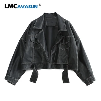 LMCAVASUN Autumn Pu Jacket New Batwing Sleeve Black Lines Women Short Oversized Motocycle Jacket Outerwears
LMCAVASUN Autumn Pu Jacket New Batwing Sleeve Black Lines Women Short Oversized Motocycle Jacket Outerwears