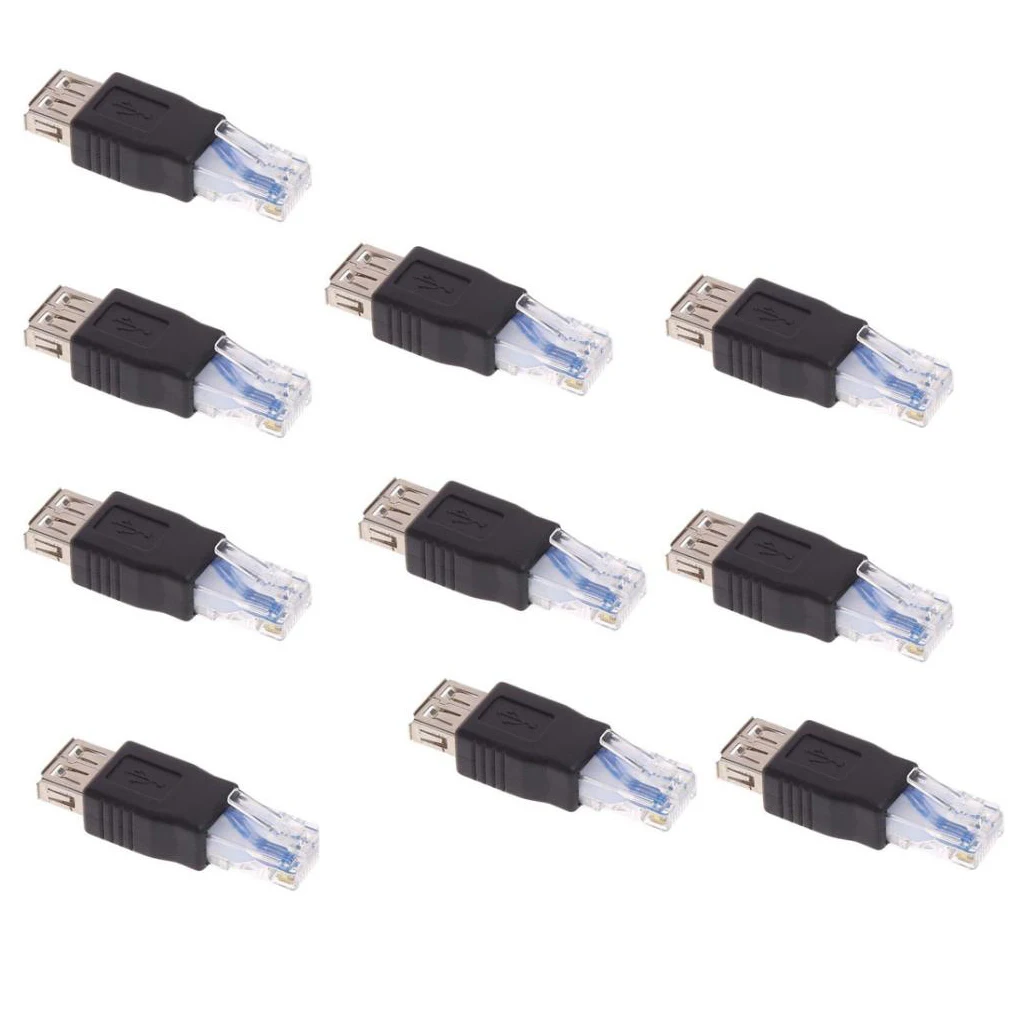 10 Pieces RJ45 Male To USB Female LAN Network Socket Plug Adapters Converters 10 Pieces RJ45 Male To USB Female LAN Network Socket Plug Adapters Converters