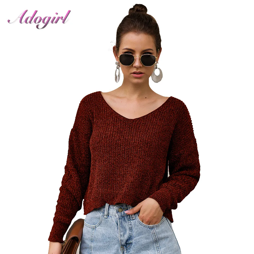 Adogirl Casual Knitted Sweater Women Antumn Winter Long Sleeve V Neck Loose Short knitted Pullovers Female Outwear Pull Jumper
Adogirl Casual Knitted Sweater Women Antumn Winter Long Sleeve V Neck Loose Short knitted Pullovers Female Outwear Pull Jumper