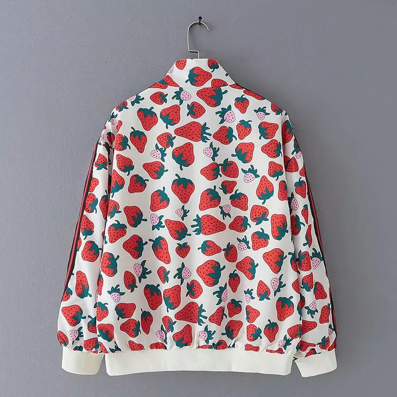 Yd-8898 Autumn New Style Strawberry Printed Zip-up Jacket Fruit Pattern Stand Collar Loose-Fit Long Sleeve Jacket
Yd-8898 Autumn New Style Strawberry Printed Zip-up Jacket Fruit Pattern Stand Collar Loose-Fit Long Sleeve Jacket
