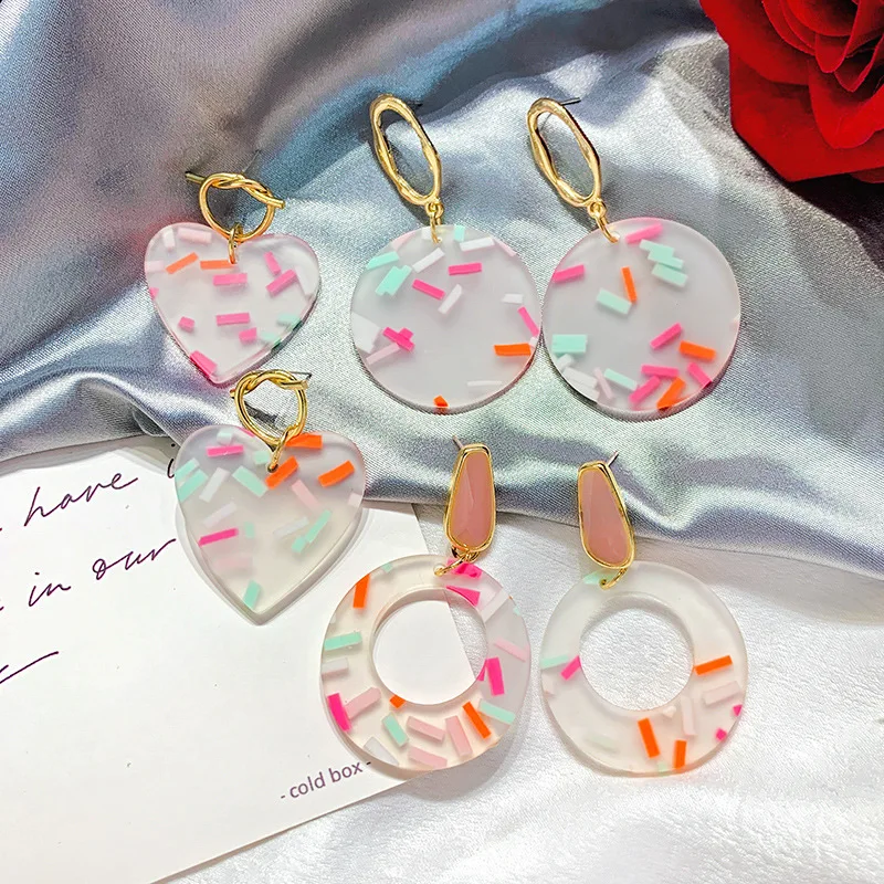 Geometric Earrings Female Transparent Acrylic Earrings For Women Brincos transparent candy color heart Round Dangle earrings
Geometric Earrings Female Transparent Acrylic Earrings For Women Brincos transparent candy color heart Round Dangle earrings