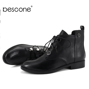 BESCONE Genuine Leather Ladies Boots Casual Lace-Up Handmade Square Heel Shoes Basic Round Toe 2.5 cm Low Heel Women Boots BC264
BESCONE Genuine Leather Ladies Boots Casual Lace-Up Handmade Square Heel Shoes Basic Round Toe 2.5 cm Low Heel Women Boots BC264