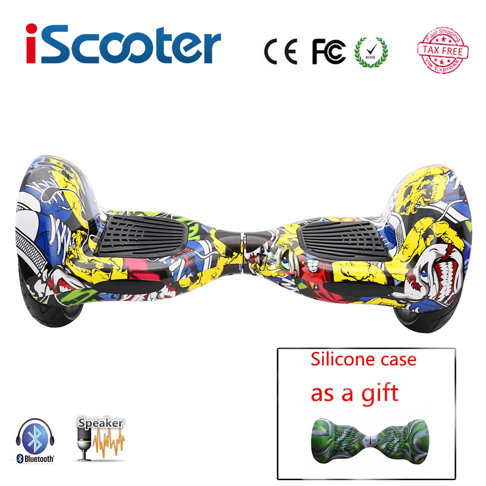 IScooter 10 дюймовый Ховерборд с bluetooth колонками два колеса умный самобалансирующийся