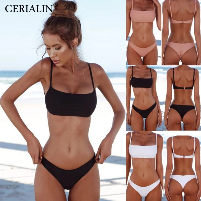 CERIALIN Solid Women Sexy Bikini Set Push Up Swimming Suit Fashion