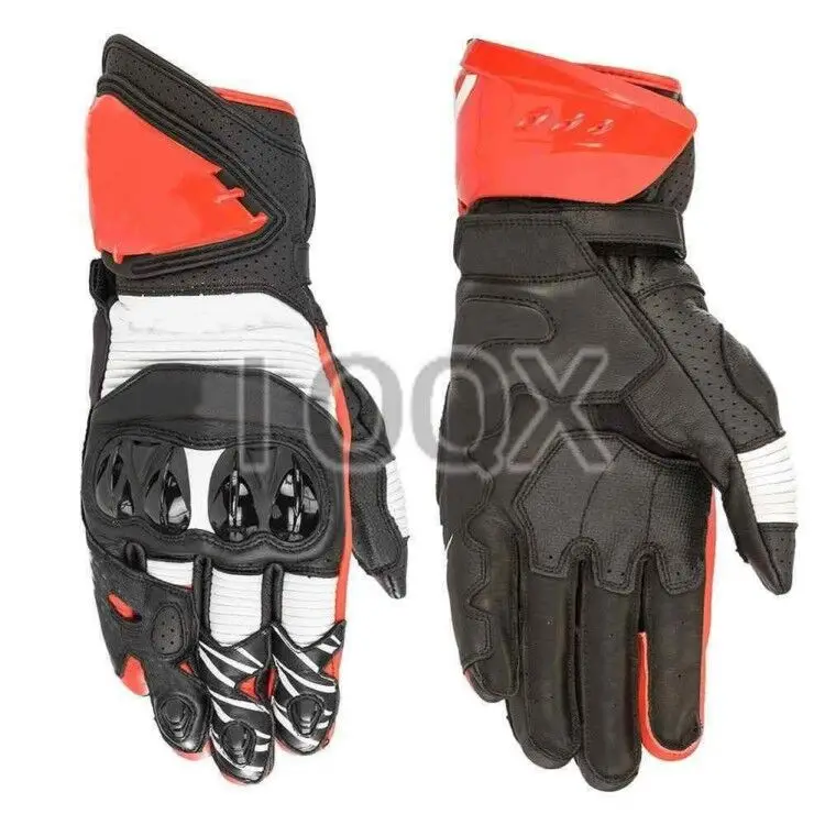 Мотоциклетные кожаные перчатки Alpine Gp R3 черные/белые/красные из воловьей кожи для