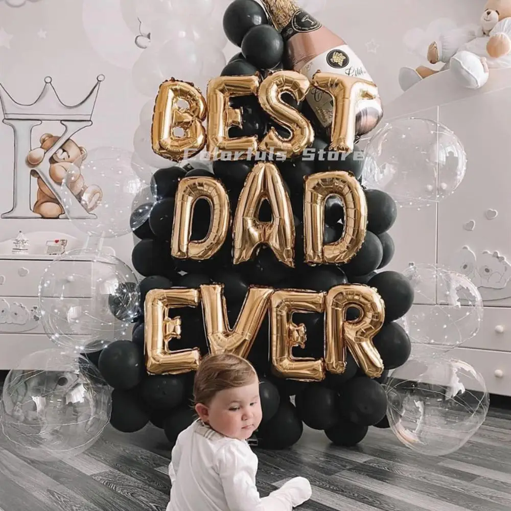 

11PC 16inch Happy Father's Day letters metal aluminum foil latex balloons home decor party home decoration accessories Rose Gold