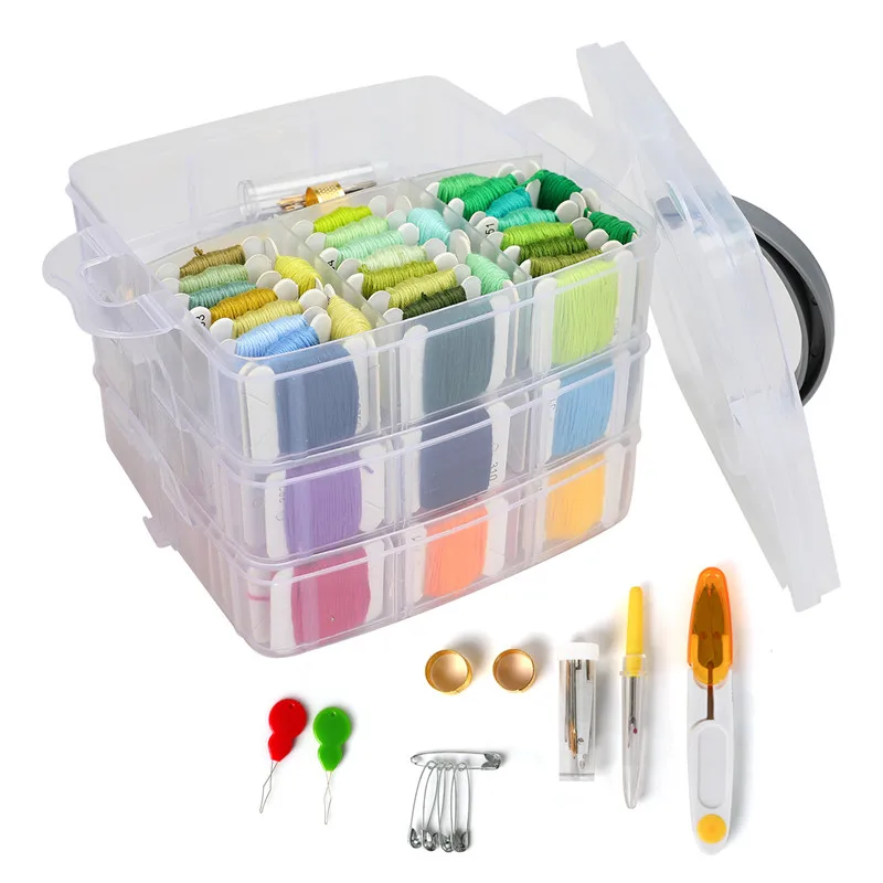 192 Pack Embroidery Floss Set with 150 Colors Cross Stitch Friendship Bracelets Threads Scissors Needles Sewing Accessories Kit (3)