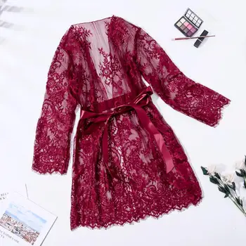 Romantic Wine Red Robe Womens Sexy Lingerie Lace Bodydoll Sheer Nightwear Dress See through Lingerie Underwear dressing gown A3 
Romantic Wine Red Robe Womens Sexy Lingerie Lace Bodydoll Sheer Nightwear Dress See through Lingerie Underwear dressing gown A3