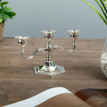 Metal candlestick for 3 candles "Clear lines" silver color 12.5x21.5x10 cm 2738749
Metal candlestick for 3 candles "Clear lines" silver color 12.5x21.5x10 cm 2738749