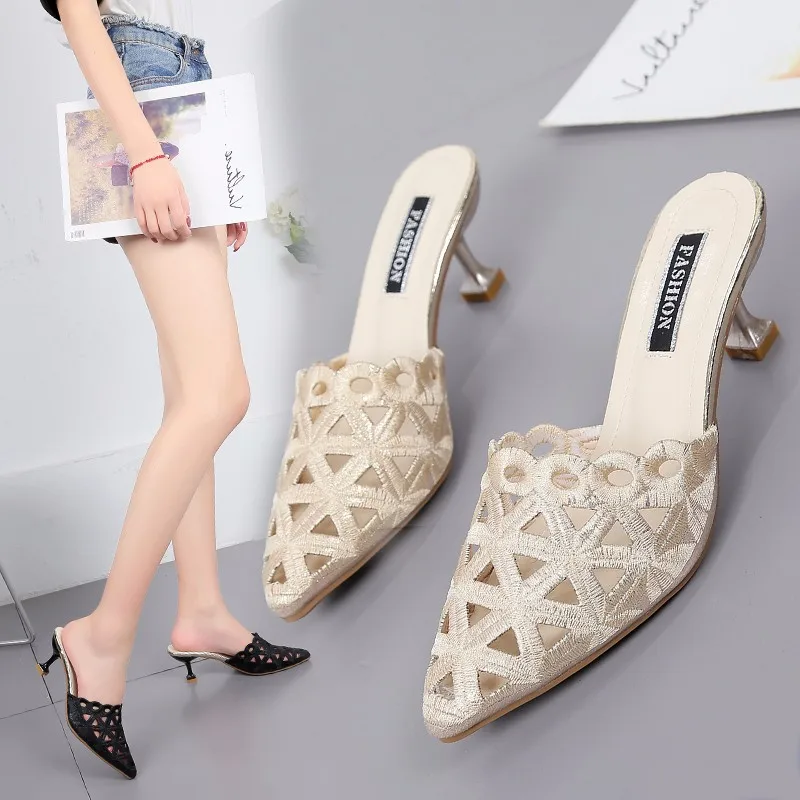 Korean-style New Style Closed-toe Hollow out Fashion Spool Heels Slipper Pointed-Toe-Trend Versatile Casual Outer Wear WOMEN'S S
Korean-style New Style Closed-toe Hollow out Fashion Spool Heels Slipper Pointed-Toe-Trend Versatile Casual Outer Wear WOMEN'S S