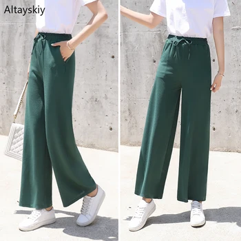Pants Women 2020 Korean Style Loose Leisure All-match High Waist Thin Womens Pockets Ankle-Length Wide Leg Trousers Female Chic 
Pants Women 2020 Korean Style Loose Leisure All-match High Waist Thin Womens Pockets Ankle-Length Wide Leg Trousers Female Chic