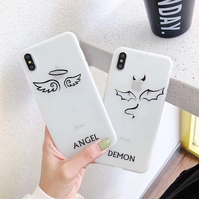Luxury Cute Protect Soft silicon TPU phone Case for iphone 6 S 7 7plus 8 8plus X 10 XR XS MAX Angel demon wing cover coque funda
Luxury Cute Protect Soft silicon TPU phone Case for iphone 6 S 7 7plus 8 8plus X 10 XR XS MAX Angel demon wing cover coque funda