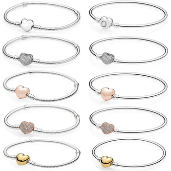 NEW 100% 925 Sterling Silver Rose Gold Heart Bracelet Clear CZ Charm Bead Fit Bracelet DIY Jewelry Gift The Factory Wholesale
NEW 100% 925 Sterling Silver Rose Gold Heart Bracelet Clear CZ Charm Bead Fit Bracelet DIY Jewelry Gift The Factory Wholesale