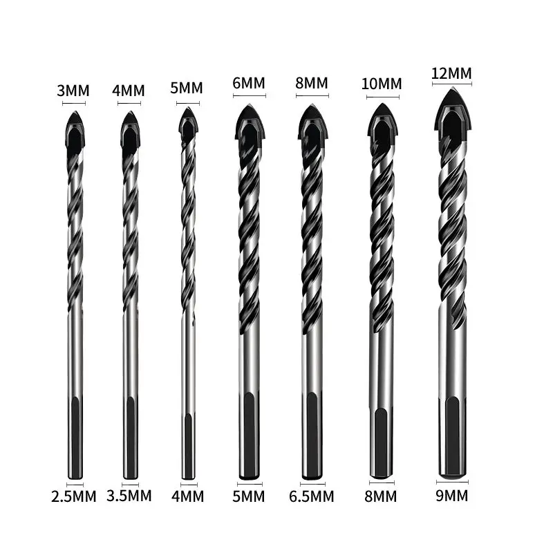 3-12mm multi functional alloy bit black drill bit set center punch ceramic tile triangle bit for metal concrete wood glass
3-12mm multi functional alloy bit black drill bit set center punch ceramic tile triangle bit for metal concrete wood glass