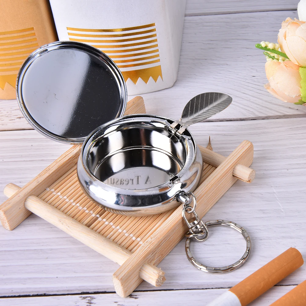 Description Picture 5 of itemCreative Fashion Round Cigarette Keychain Portable Ashtrays Stainless Steel Pocket Ashtray Random