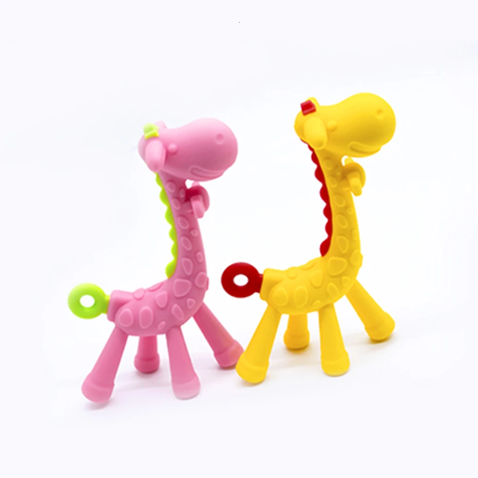 

Cute Cartoon Giraffe Shape Baby Teether Silicone BPA Free Safe Infant Teething Toys New Necklace Hanging Toys For Baby Activity