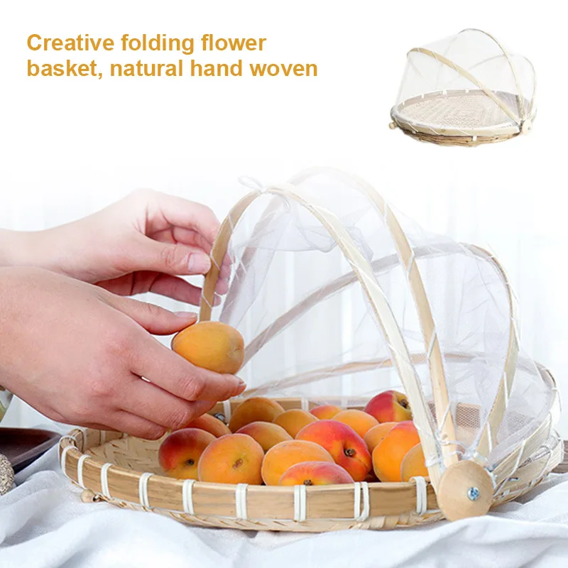 Foldable Bamboo Flower Basket Sundries Storage Dustpan Food Fruit Storage Tray Dustproof Mosquito Cover Organizer
Foldable Bamboo Flower Basket Sundries Storage Dustpan Food Fruit Storage Tray Dustproof Mosquito Cover Organizer