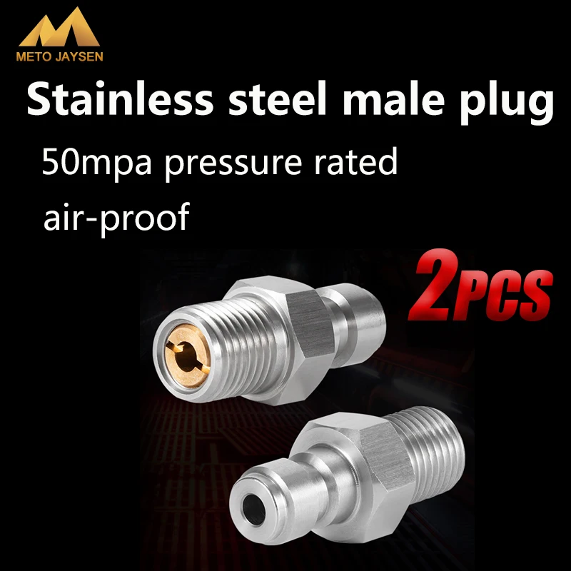 M10x1 Male Plug Adapter Fittings PCP Airforce Paintball Pneumatic Quick Coupler 8MM Stainless Steel 2pcs/set | Спорт и развлечения