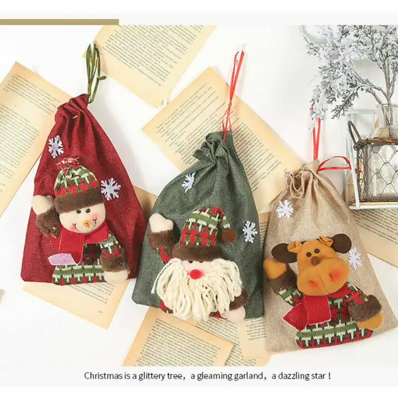 santa claus drawstring candy bag gift bag christmas festival