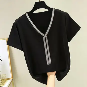 2020 new summer Korean fashion tassel chain stitching V-neck short-sleeved T-shirt women's casual loose solid color t shirt r613
2020 new summer Korean fashion tassel chain stitching V-neck short-sleeved T-shirt women's casual loose solid color t shirt r613