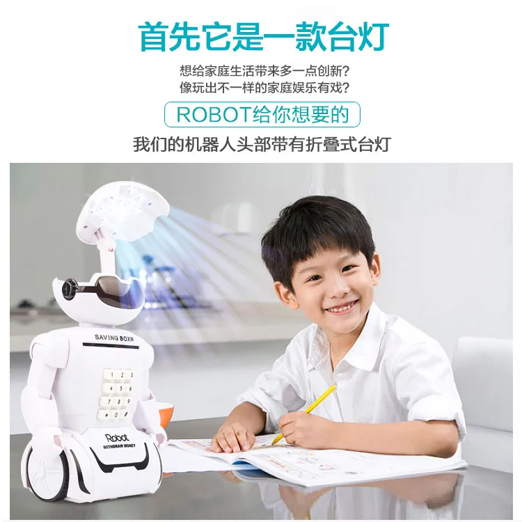 Creative Lamp Music Robot Electric Toys Multi-functional ATM Password Coin Bank Automatic Volume Money Box Toy
Creative Lamp Music Robot Electric Toys Multi-functional ATM Password Coin Bank Automatic Volume Money Box Toy