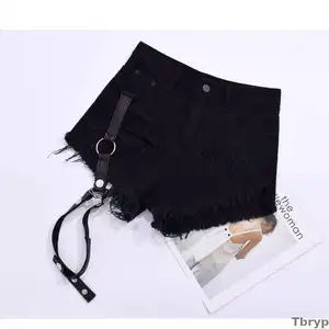 black high waisted ripped shorts
